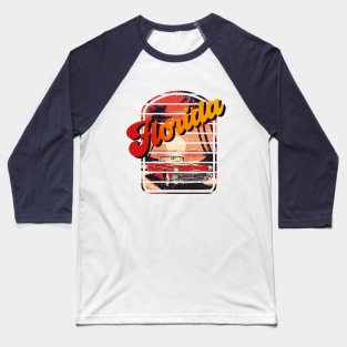 Florida Retro Vintage Classic Car Sunset Baseball T-Shirt